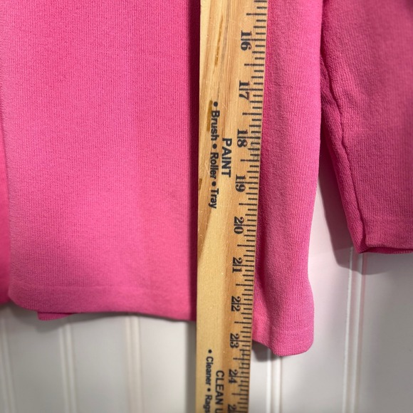 Dressbarn Large Pink V-Neck 3/4 Sleeve Knit Sweater Soft Office Chic - Picture 6 of 8